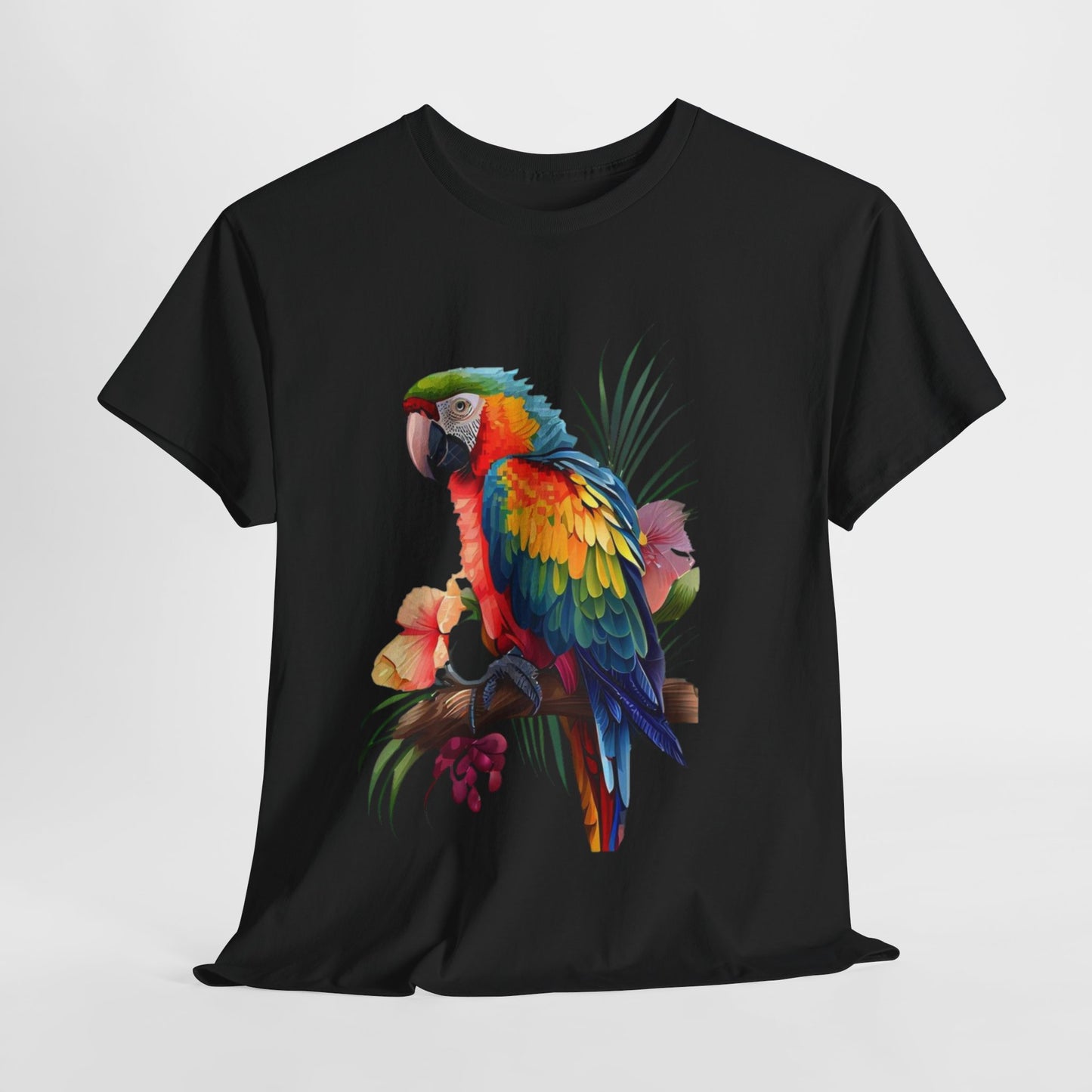 Tropical Parrot: Vibrant Unisex Cotton Tee"Rainbow Parrot Exotic Bird Graphic T-Shirt"Colorful Parrot Tropical Art Unisex Tee"