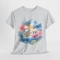 Believe Watercolor Inspiration Tee - Pastel Dream T-Shirt, Dreamy Watercolor 'Believe' T-Shirt - Inspirational Art Tee, Pastel Believe Shirt