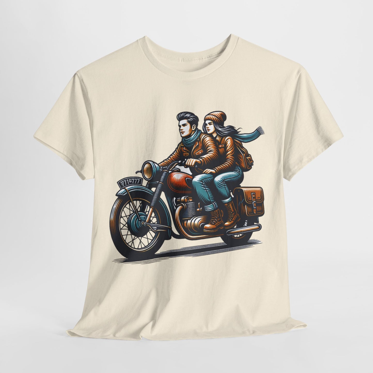 Ride Together: Couples Motorcycle Graphic Tee, Biker Duo. Man and Woman Motorcycle T-Shirt, Adventure Awaits. Couples Motorcycle Photo Tee