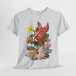 Cranes and Petal, Blooming with Grace: The Crane and Floral Tee, East Meets West: A Crane and Floral Fusion