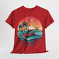 Island Vibes: Palm Tree and Boat Silhouette T-Shirt, Sailing Away Palm Trees and Boat T-Shirt, Life's a Beach Palm Tree Paradise T-Shirt