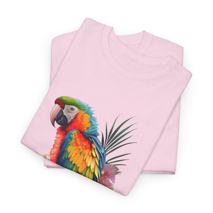 Tropical Parrot: Vibrant Unisex Cotton Tee"Rainbow Parrot Exotic Bird Graphic T-Shirt"Colorful Parrot Tropical Art Unisex Tee"