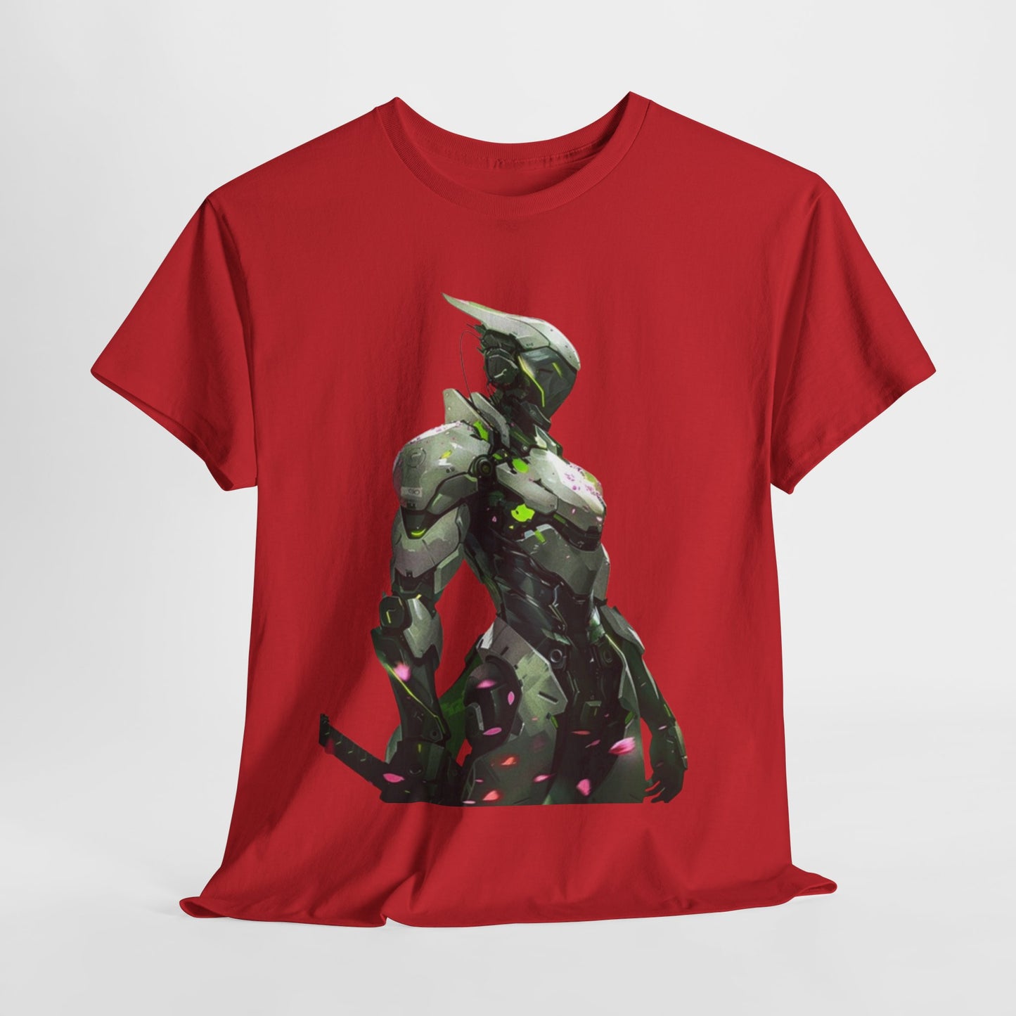 Futuristic Samurai Robot Tee, High-Tech Warrior Graphic T-Shirt, Cybernetic Samurai Hero Shirt, Sci-Fi Robot Samurai Tee.