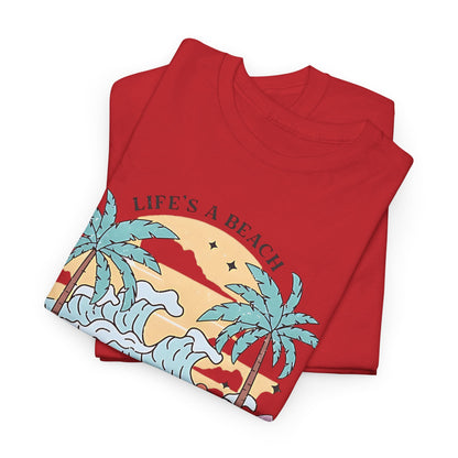 Graphic Surf T-Shirt - Life's a Beach, Enjoy the Waves, Beach Vibes Graphic Tee  Enjoy the Waves, Retro Surf Style T-Shirt - Life's a Beach.