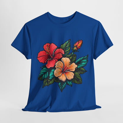 Tropical Paradise, Hibiscus Flower Tee, Blooming Beauty Watercolor Hibiscus T-Shirt, Island Vibes, Hibiscus Flower Graphic Tee