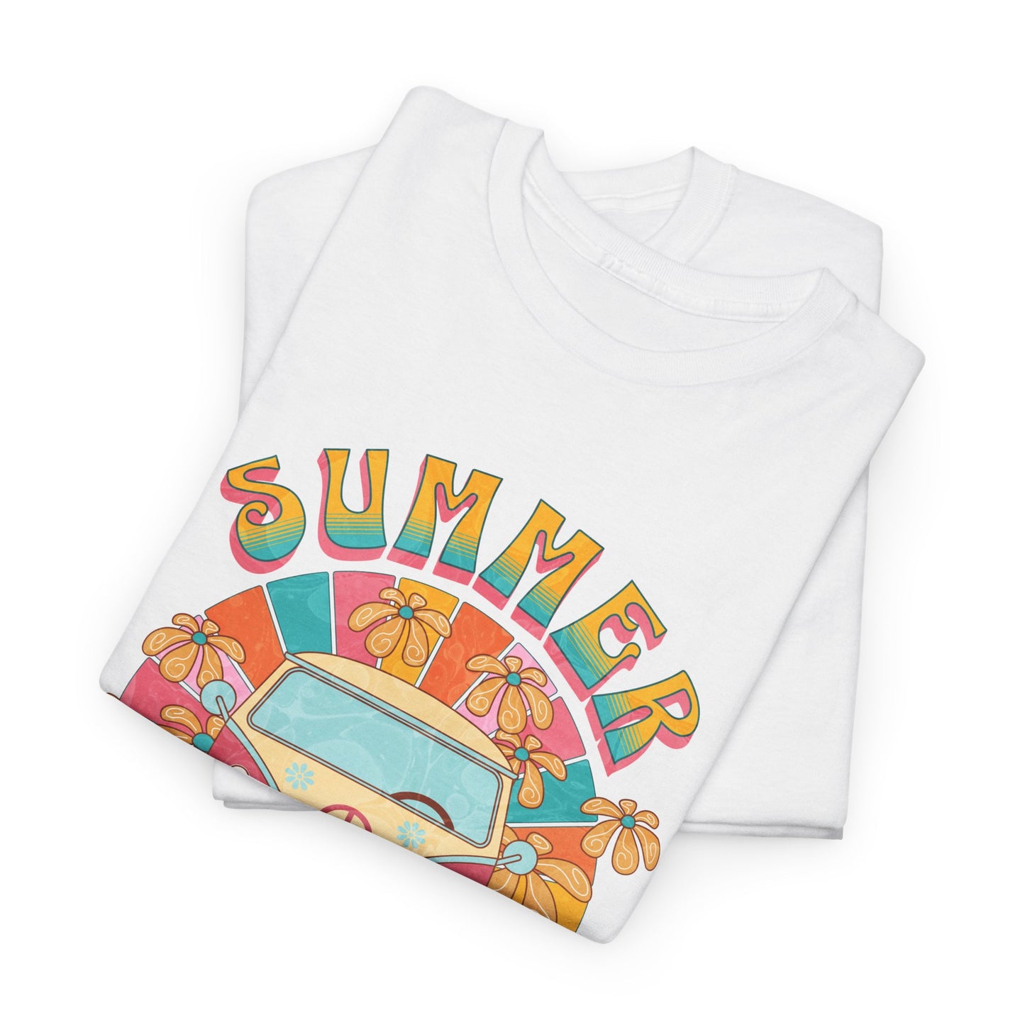 Summer Sun's Kiss: Hippie Bus T-Shirt,Catch a Ride Summer of Love Bus Tee,Groove to the Sun Hippie Bus Vibes Tee.